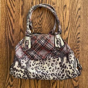 Amici Accessories Women’s Shoulder Bag Glittery Plaid Shiny Faux Leather Animal